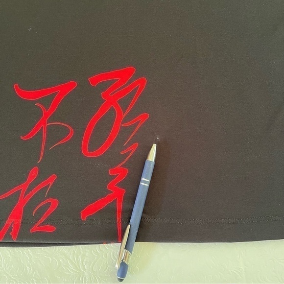 Anne Namba A-Line Graffiti Dress or Long Tunic Washable Scoop Neck 3/4 Sleeve L - Picture 10 of 11